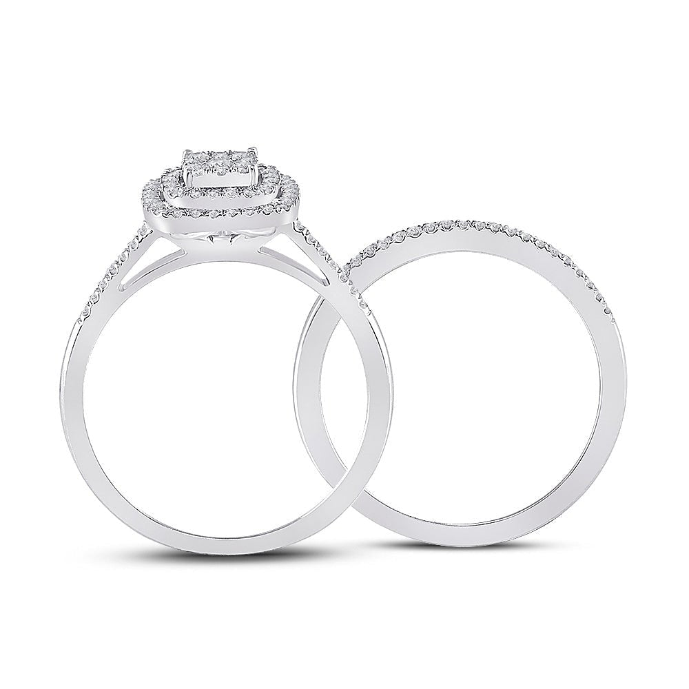 Eternal Love 10kt White Gold Diamond Square Bridal Wedding Ring Set - Splendid Jewellery