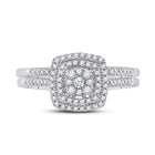 Eternal Love 10kt White Gold Diamond Square Bridal Wedding Ring Set - Splendid Jewellery