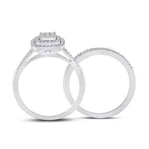 Eternal Love 10kt White Gold Diamond Square Bridal Wedding Ring Set - Splendid Jewellery