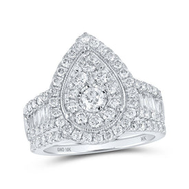 Eternal Love 10kt White Gold Diamond Teardrop Bridal Wedding Ring Band Set - Splendid Jewellery
