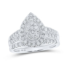 Load image into Gallery viewer, Eternal Love 10kt White Gold Diamond Teardrop Bridal Wedding Ring Band Set - Splendid Jewellery