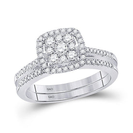 Eternal Love 10kt White Gold Diamond Wedding Ring Band Set - Splendid Jewellery