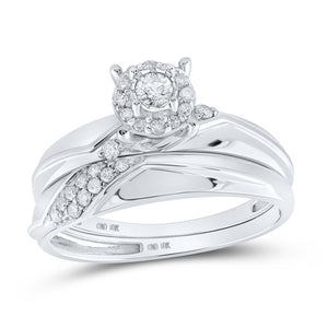 Eternal Love 10kt White Gold His Hers Diamond Halo Wedding Set - Splendid Jewellery