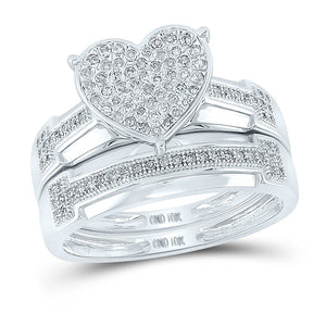 Eternal Love 10kt White Gold His Hers Diamond Heart Wedding Set - Splendid Jewellery