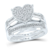 Load image into Gallery viewer, Eternal Love 10kt White Gold His Hers Diamond Heart Wedding Set - Splendid Jewellery