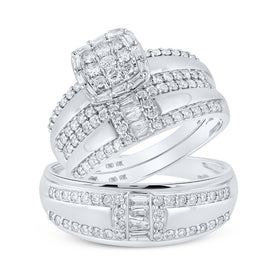 Eternal Love 10kt White Gold His Hers Diamond Square Wedding Set - Alternate view 1 from Splendid Jewellery