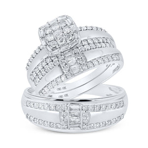 Eternal Love 10kt White Gold His Hers Diamond Square Wedding Set - Splendid Jewellery