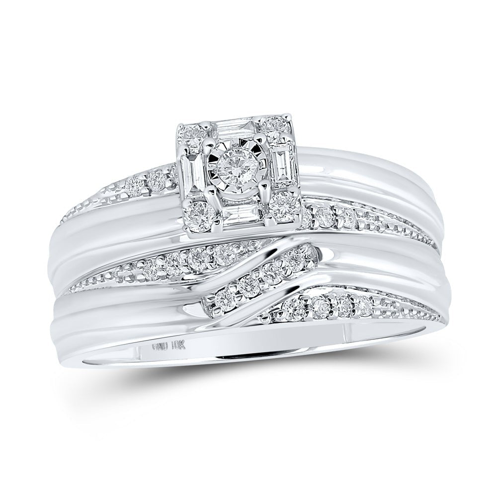 Eternal Love 10kt White Gold His Hers Diamond Square Wedding Set - Splendid Jewellery