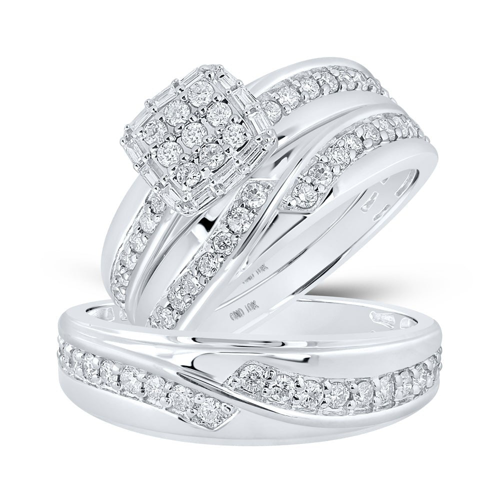 Eternal Love 10kt White Gold His Hers Diamond Square Wedding Set - Splendid Jewellery