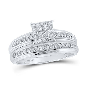 Eternal Love 10kt White Gold His Hers Diamond Square Wedding Set - Splendid Jewellery