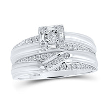 Load image into Gallery viewer, Eternal Love 10kt White Gold His Hers Diamond Square Wedding Set - Alternate view 3 from Splendid Jewellery