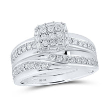 Load image into Gallery viewer, Eternal Love 10kt White Gold His Hers Diamond Square Wedding Set - Splendid Jewellery