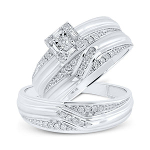 Eternal Love 10kt White Gold His Hers Diamond Square Wedding Set - Splendid Jewellery