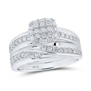 Eternal Love 10kt White Gold His Hers Diamond Square Wedding Set - Splendid Jewellery