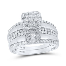 Load image into Gallery viewer, Eternal Love 10kt White Gold His Hers Diamond Square Wedding Set - Alternate view 3 from Splendid Jewellery