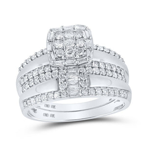 Eternal Love 10kt White Gold His Hers Diamond Square Wedding Set - Splendid Jewellery