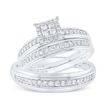 Load image into Gallery viewer, Eternal Love 10kt White Gold His Hers Diamond Square Wedding Set - Splendid Jewellery