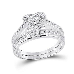 Eternal Love 10kt White Gold His Hers Heart Diamond Wedding Set - Splendid Jewellery