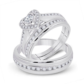 Eternal Love 10kt White Gold His Hers Heart Diamond Wedding Set - Alternate view 1 from Splendid Jewellery