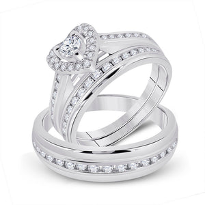 Eternal Love 10kt White Gold His Hers Heart Diamond Wedding Set - Splendid Jewellery