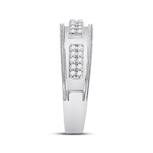 Load image into Gallery viewer, Eternal Love 10kt White Gold His Hers Round Diamond Cluster Matching Wedding Set 1 - 1/4 Cttw - Splendid Jewellery