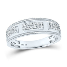 Load image into Gallery viewer, Eternal Love 10kt White Gold His Hers Round Diamond Cluster Matching Wedding Set 1 - 1/4 Cttw - Splendid Jewellery