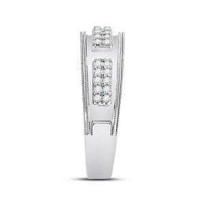 Eternal Love 10kt White Gold His Hers Round Diamond Cluster Matching Wedding Set 1 - 1/4 Cttw - Splendid Jewellery