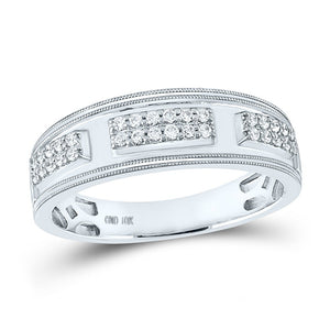 Eternal Love 10kt White Gold His Hers Round Diamond Cluster Matching Wedding Set 1 - 1/4 Cttw - Splendid Jewellery