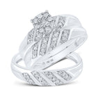Eternal Love 10kt White Gold His Hers Round Diamond Cluster Matching Wedding Set 1/3 Cttw - Splendid Jewellery