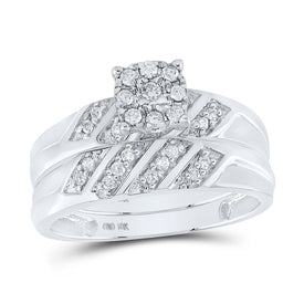 Eternal Love 10kt White Gold His Hers Round Diamond Cluster Matching Wedding Set 1/3 Cttw - Alternate view 3 from Splendid Jewellery