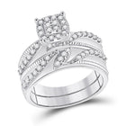 Eternal Love 10kt White Gold His Hers Round Diamond Cluster Matching Wedding Set - Alternate view 3 from Splendid Jewellery