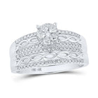 Eternal Love 10kt White Gold His Hers Round Diamond Cluster Matching Wedding Set - Alternate view 4 from Splendid Jewellery
