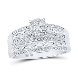 Eternal Love 10kt White Gold His Hers Round Diamond Cluster Matching Wedding Set - Alternate view 4 from Splendid Jewellery