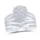Eternal Love 10kt White Gold His Hers Round Diamond Cluster Matching Wedding Set - Splendid Jewellery