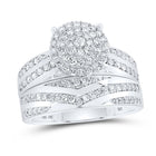 Eternal Love 10kt White Gold His Hers Round Diamond Cluster Matching Wedding Set - Splendid Jewellery