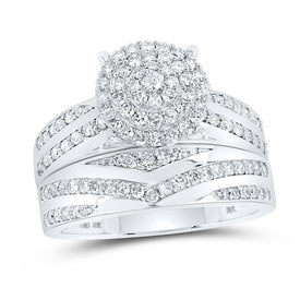 Eternal Love 10kt White Gold His Hers Round Diamond Cluster Matching Wedding Set - Alternate view 3 from Splendid Jewellery