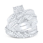 Eternal Love 10kt White Gold His Hers Round Diamond Cluster Matching Wedding Set - Alternate view 1 from Splendid Jewellery