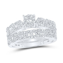 Load image into Gallery viewer, Eternal Love 10kt White Gold His Hers Round Diamond Cluster Matching Wedding Set - Alternate view 3 from Splendid Jewellery