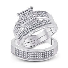 Load image into Gallery viewer, Eternal Love 10kt White Gold His Hers Round Diamond Cluster Matching Wedding Set 5/8 Cttw - Alternate view 1 from Splendid Jewellery