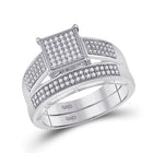 Eternal Love 10kt White Gold His Hers Round Diamond Cluster Matching Wedding Set 5/8 Cttw - Alternate view 3 from Splendid Jewellery