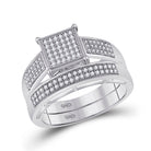 Eternal Love 10kt White Gold His Hers Round Diamond Cluster Matching Wedding Set 5/8 Cttw - Splendid Jewellery
