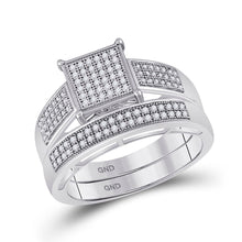 Load image into Gallery viewer, Eternal Love 10kt White Gold His Hers Round Diamond Cluster Matching Wedding Set 5/8 Cttw - Splendid Jewellery