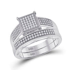 Eternal Love 10kt White Gold His Hers Round Diamond Cluster Matching Wedding Set 5/8 Cttw - Splendid Jewellery
