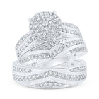 Eternal Love 10kt White Gold His Hers Round Diamond Cluster Matching Wedding Set - Alternate view 1 from Splendid Jewellery
