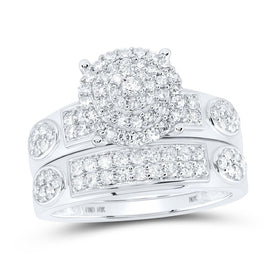 Eternal Love 10kt White Gold His Hers Round Diamond Cluster Wedding Set 1-3/8 Cttw - Alternate view 3 from Splendid Jewellery