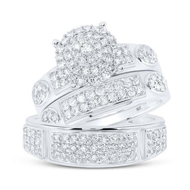 Eternal Love 10kt White Gold His Hers Round Diamond Cluster Wedding Set 1-3/8 Cttw - Alternate view 1 from Splendid Jewellery