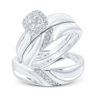 Eternal Love 10kt White Gold His Hers Round Diamond Cluster Wedding Set - Alternate view 1 from Splendid Jewellery