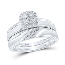 Load image into Gallery viewer, Eternal Love 10kt White Gold His Hers Round Diamond Cluster Wedding Set - Splendid Jewellery