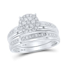 Eternal Love: 10kt White Gold His Hers Round Diamond Cluster Wedding Set - Alternate view 3 from Splendid Jewellery