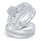 Eternal Love 10kt White Gold His Hers Round Diamond Cluster Wedding Set - Alternate view 1 from Splendid Jewellery